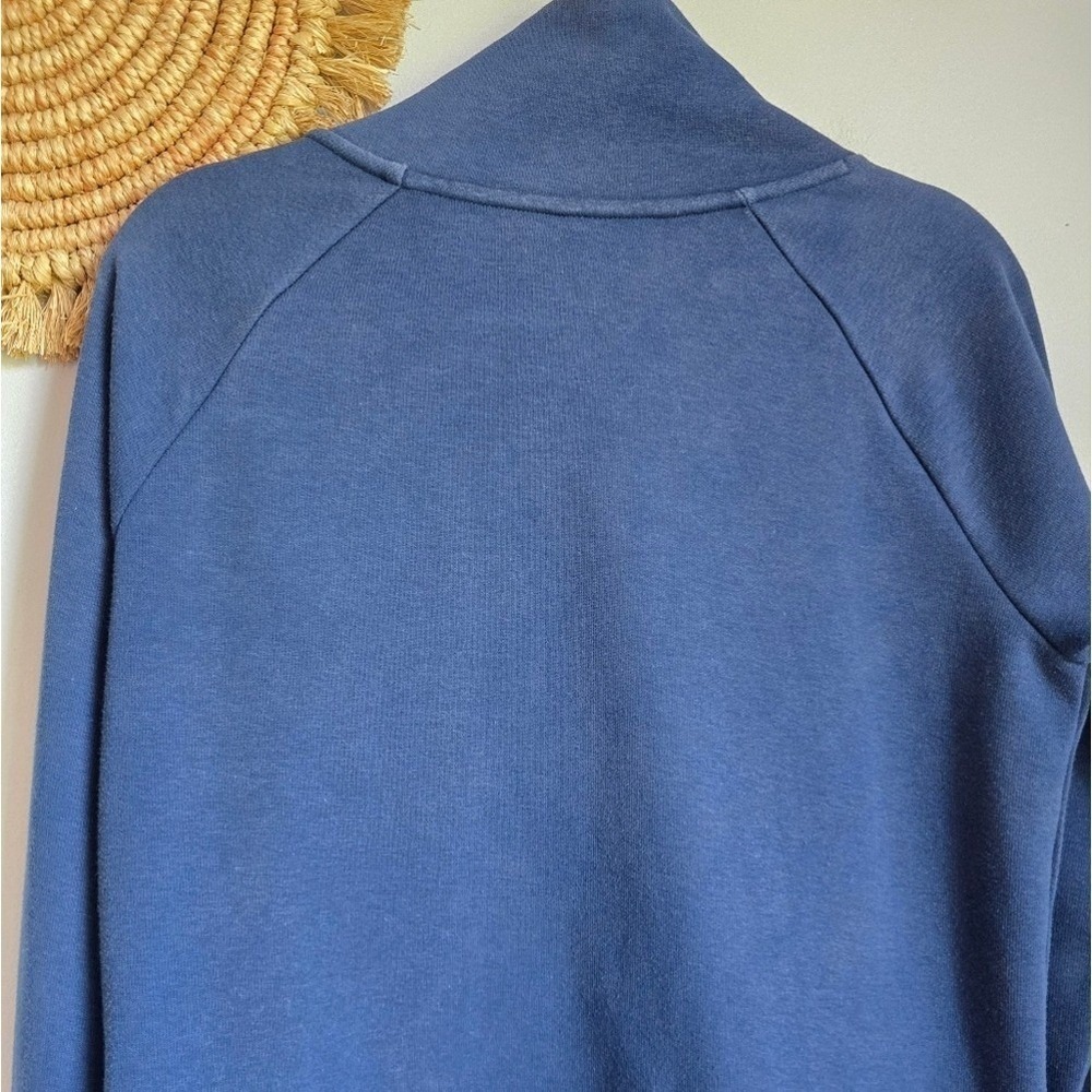 Athleta Cozy Karma Navy Blue Funnel Neck Asymmetrical Pullover Sweatshirt Medium - Picture 10 of 12